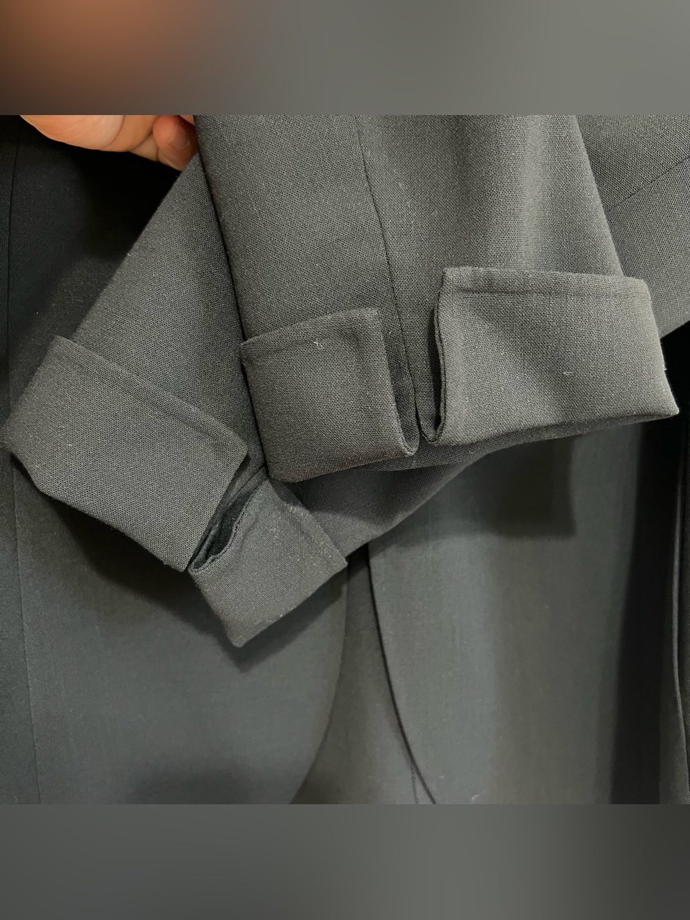 AKRIS Black Double-Face Wool Blazer Double Hook Closure Fold-Over Cuffs Size 12 - Picture 7 of 16